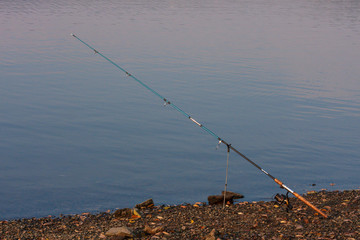 Fishing rod for water ready for fishing