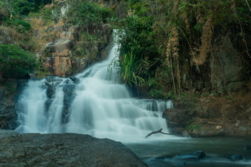 Fototapeta na wymiar Datanla waterfall, long exposure, slow shutter speed photography waterfall in Dalat, vietnam