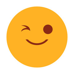 Yellow emoji winking vector isolated. Symbol for internet