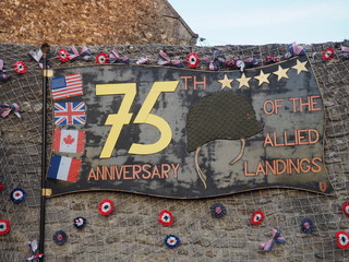 75th anniversary of the allied landings, d-day celebration sign in Northern France