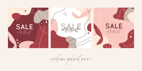 Obraz premium Vector set of abstract creative backgrounds in minimal trendy style with copy space for text - design templates for social media posts and stories - simple, stylish and minimal wallpaper designs