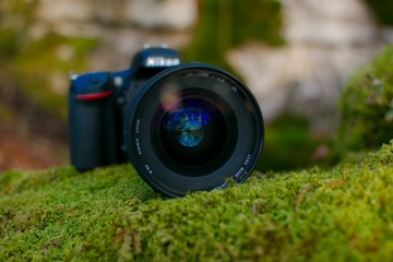 Nikon D750 kamera auf Moos