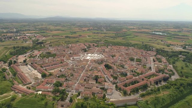 Palmanova city panoramic aerial view. Friuli Venezia Giulia, Italy