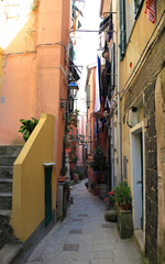 Fototapeta na wymiar The narrow streets of Vernazza, Cinque Terre - Italy