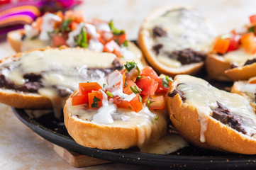 Molletes, Vegetarian Mexican Food With Beans and Cheese