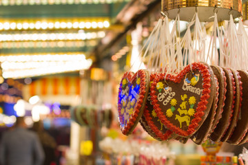 gingerbread hearts at fun fair in Bremen, Germany