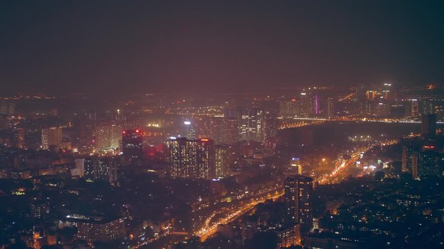 Hanoi seen from bigest building. Hanoi night landscape, Vietnam
