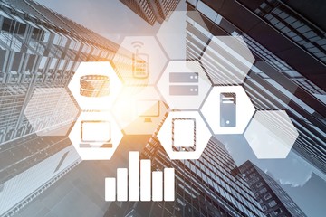 Original big business illustration on city background