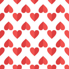 Fototapeta na wymiar Red hearts seamless pattern. Abstract geometric wrapping texture. Packaging design in flat style. Suitable for gift wrap or greeting card to Valentines day. Vector eps8 illustration.