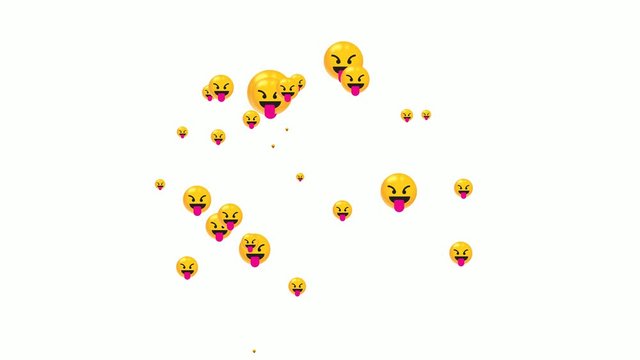 disgusted emoticons flying animation. social media motion isolated on white background.
