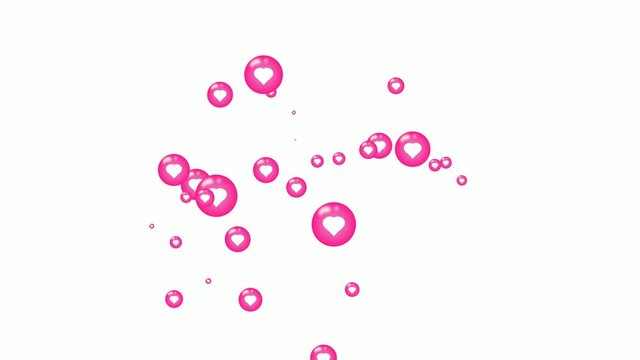 love bubble emoticons flying animation. social media motion isolated on white background.