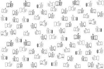 background of hand drawn thumbs up illustration