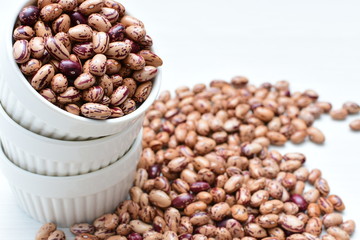 Raw bean grains (Phaseolus vulgaris) displayed in bowl
