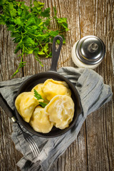 Hand-made dumplings.