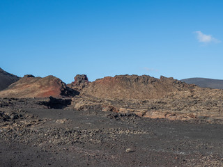 Volcanic landscape of Timanfaya National Park on island Lanzarote