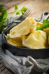 Hand-made dumplings.