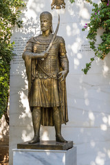 View of monument the Constantine XI Palaiologos. Famous places in  Greece. Ancient monuments.
