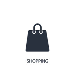 Paper bag icon. Simple shopping element illustration.