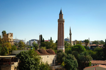 Fototapeta na wymiar Yivli minaret symbol of the city of Antalya built in 1230.