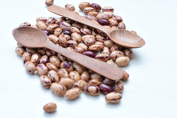 Raw bean grains (Phaseolus vulgaris) displayed in bowl