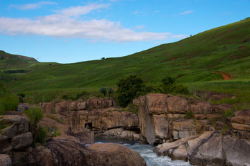 rapids of mweni river, northern drakensberg mountains, kwazulu natal, south africa