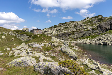 Fototapeta na wymiar Landscape of The Scary Lake, Rila Mountain, Bulgaria