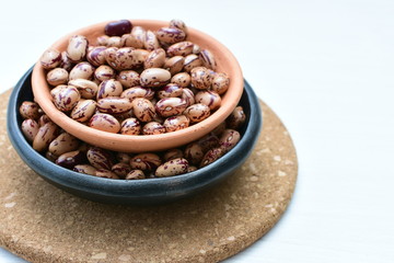 Raw bean grains (Phaseolus vulgaris) displayed in bowl