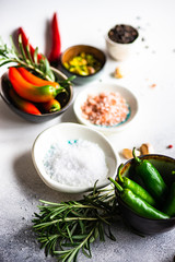 organic food conept with vegetables and spices