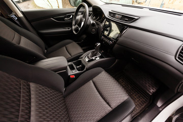 Interior view of car with black salon