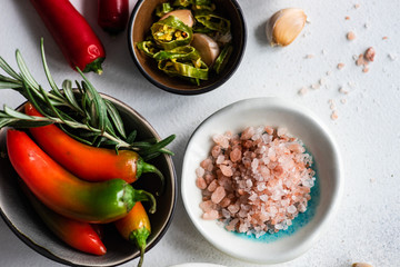 organic food conept with vegetables and spices