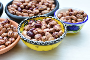 Raw bean grains (Phaseolus vulgaris) displayed in bowl