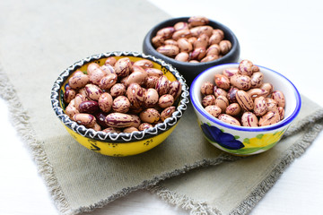 Raw bean grains (Phaseolus vulgaris) displayed in bowl