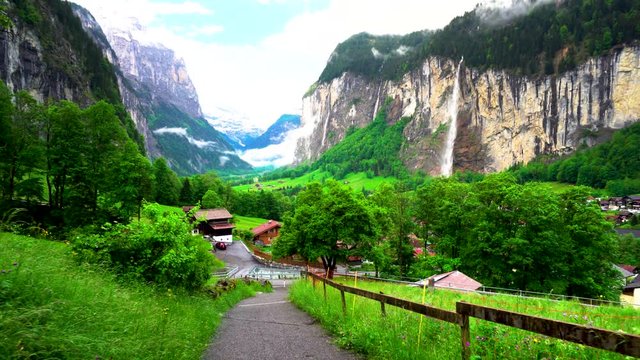 Amazing nature of Switzerland in a small town Lauterbrunnen