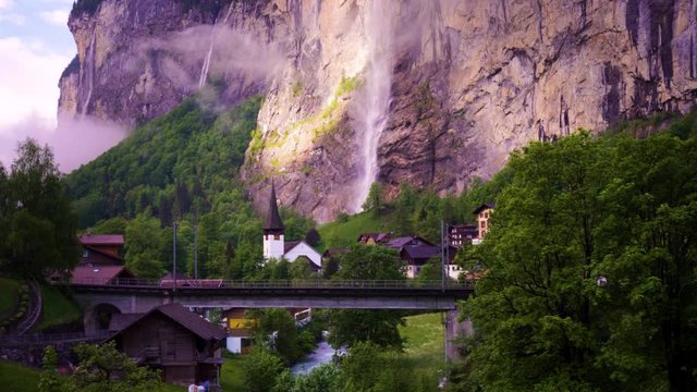 Amazing nature of Switzerland in a small town Lauterbrunnen