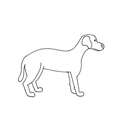 Simple silhouette of dog labrador in line style isolated on white background. Hand drawn vector illustration