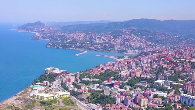 Aerial view of Zonguldak, Turkey in summer.