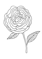 Contour hand-drawing flower. Coloring book Hand drawing coloring book for children and adults. Line drawing with small details. Illustration stock.