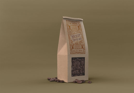 Paper Coffee Bag with Window Mockup