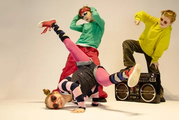 Foto auf Acrylglas Tanzschule dancing kids, happy kids, little bullies, hip-hop kids, breakdance kids