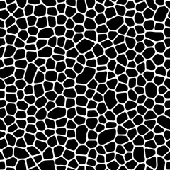 Seamless pattern with pebbles. Abstract background with cells. Simple liquid figures. Black and white texture.