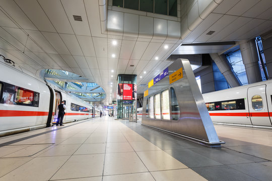 ICE Trains At Frankfurt Airport Train Station