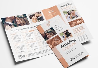 Trifold Brochure Layout for Wedding Photographer Services