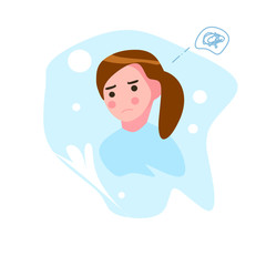  illustration of a girl's flat design being sad white background