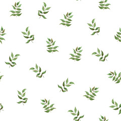 Leaf seamless pattern. Seamless pattern with watercolor leaves. Botanical background. Endless pattern withbotanical illustration. Perfect for invitation, textile, website design, wrapping, fabric.