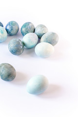 Easter eggs. Colored and decorated Easter Eggs on white background. Easter pattern.