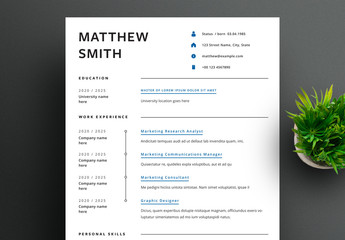 Resume Layout with Blue Accents