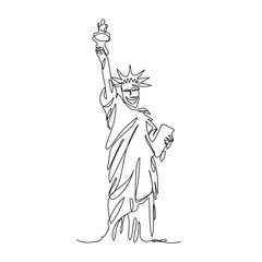 Statue of Liberty continuous one line vector illustration 