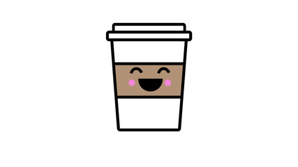 Happy Smiling coffee cup to go cartoon