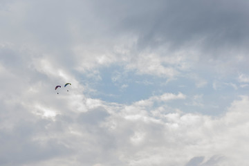 paragliders flying in the sky