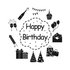 Happy birthday icons vector illustration